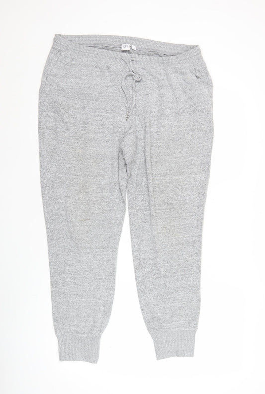 GAP Women’s Grey Jogger Trousers L Regular Fit Elastic Waist