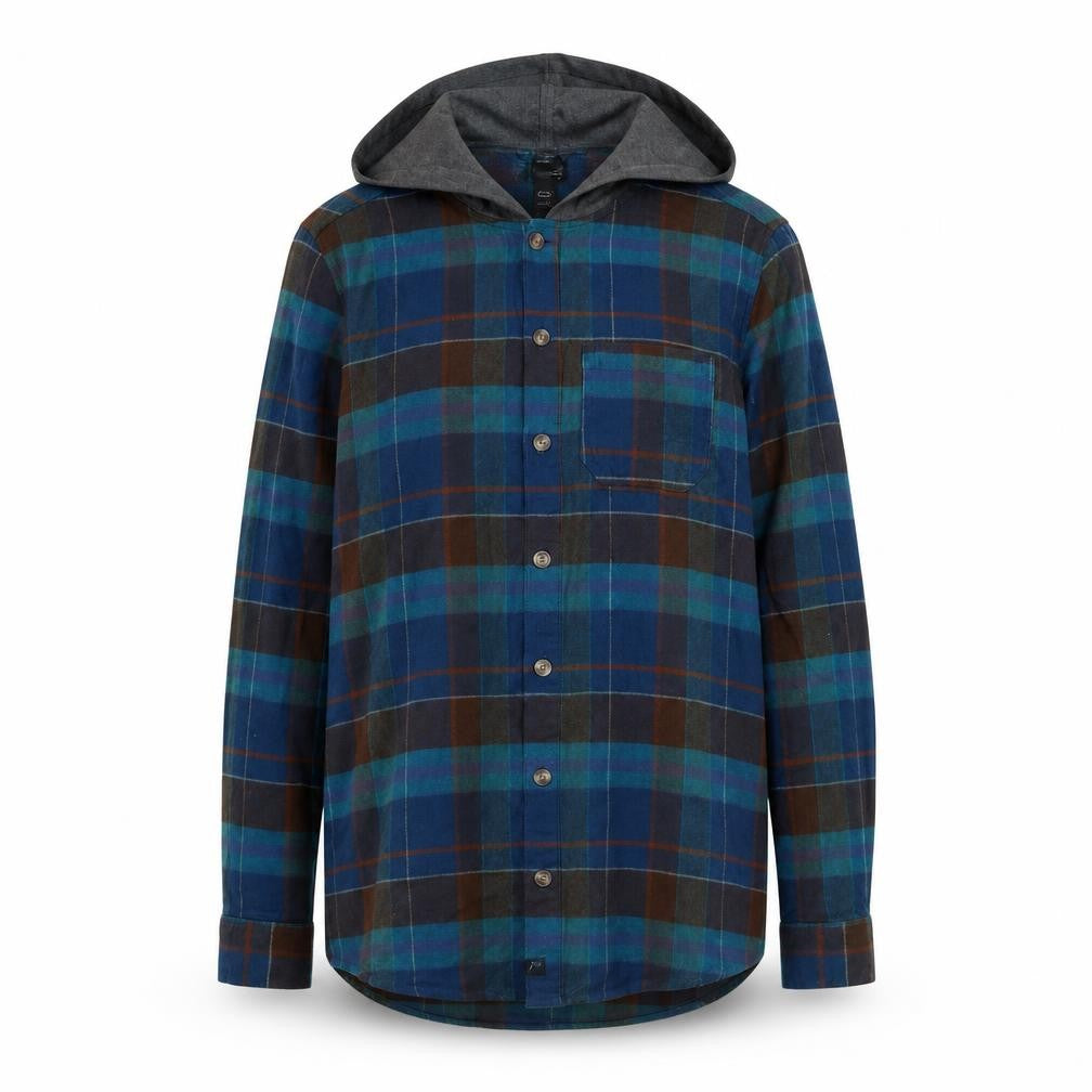 Art Class Teens Multicoloured Plaid Flannel Hooded Button-Up Shirt L