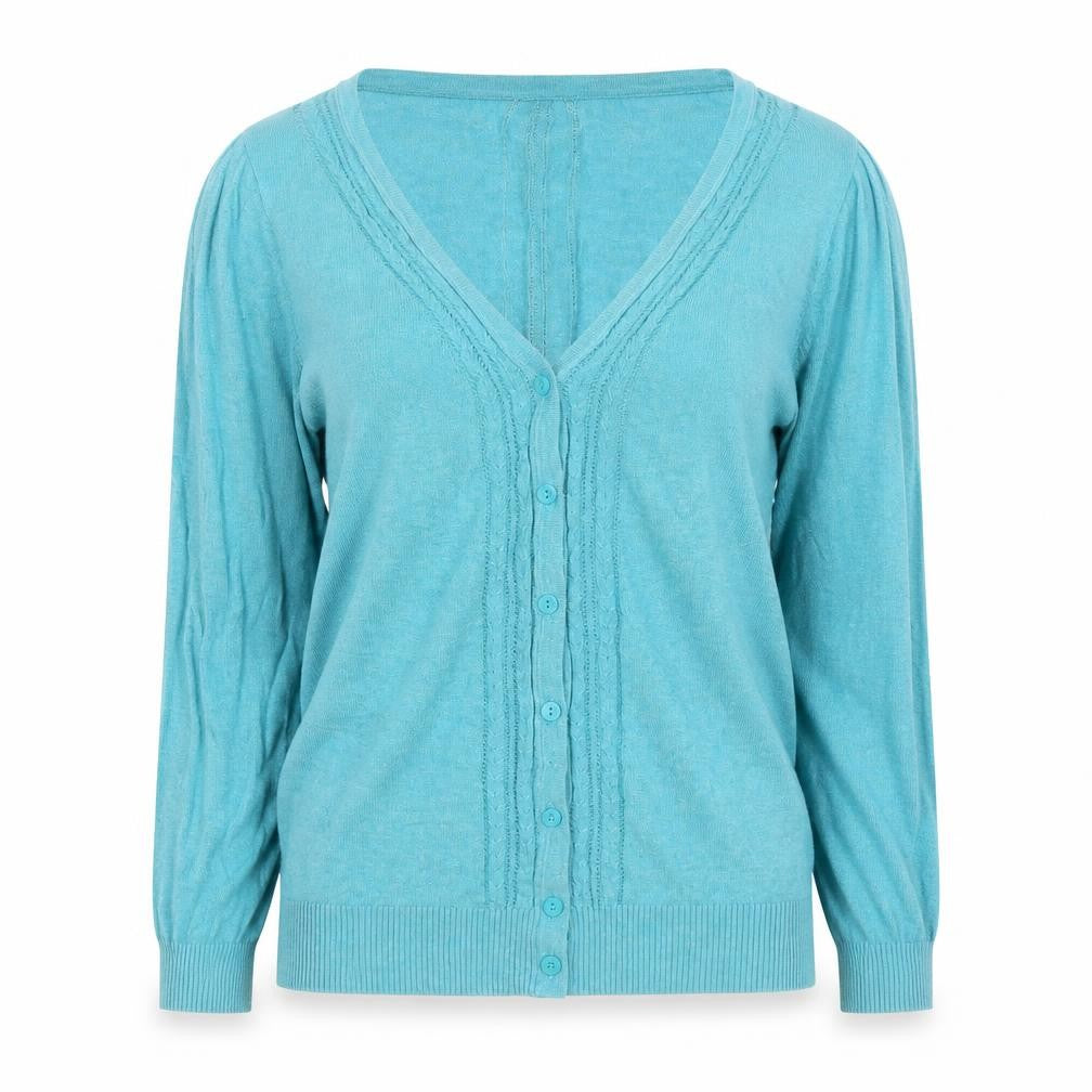 FatFace Women’s Blue Cotton Cardigan Size 8 V-Neck Long Sleeve