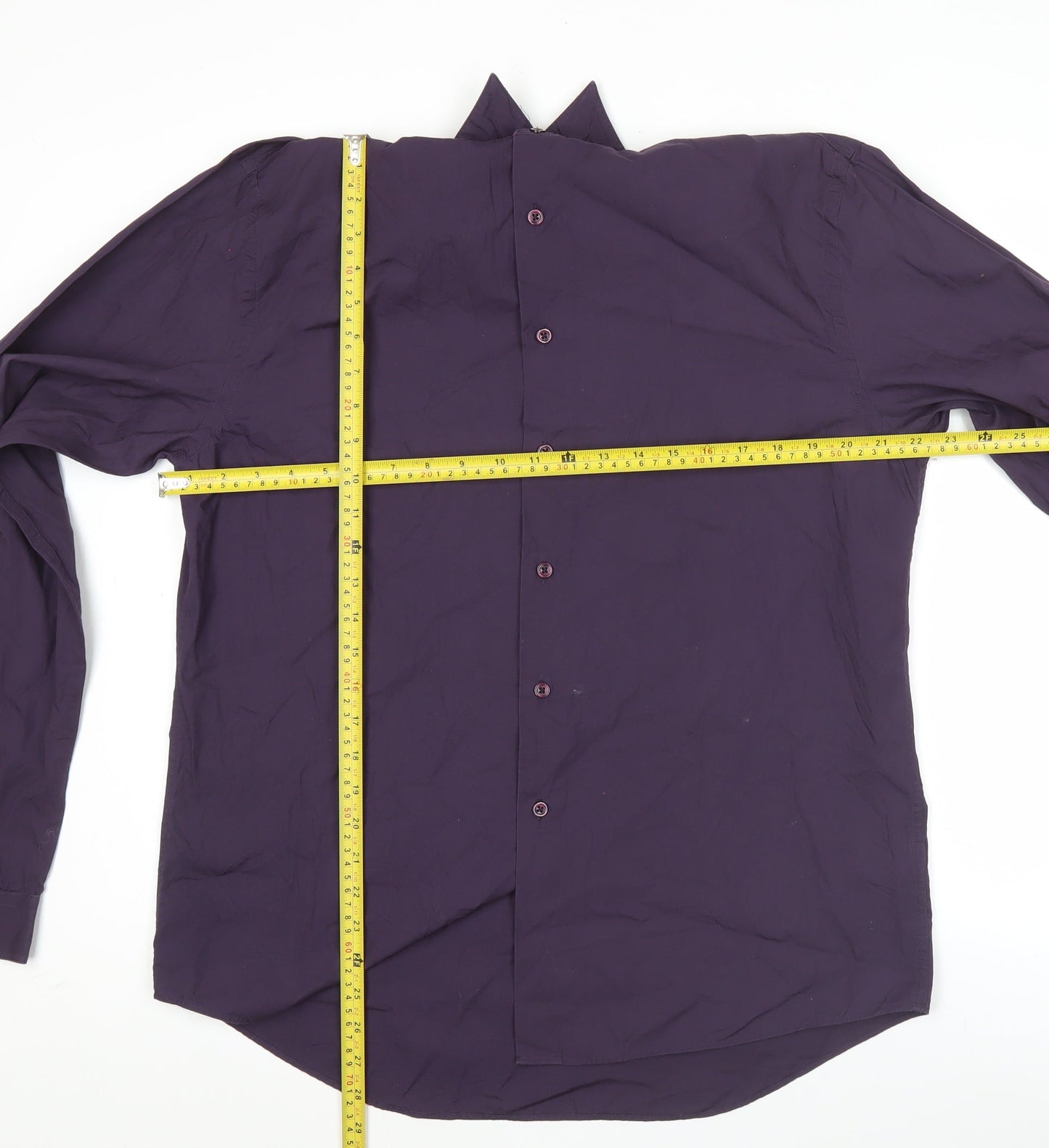 Topman Men’s Purple Slim Fit Cotton Long Sleeve Button-Up Shirt XL