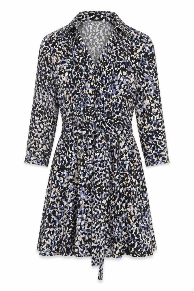 New Look Women’s Black Blue Animal Print Wrap Dress Size 12