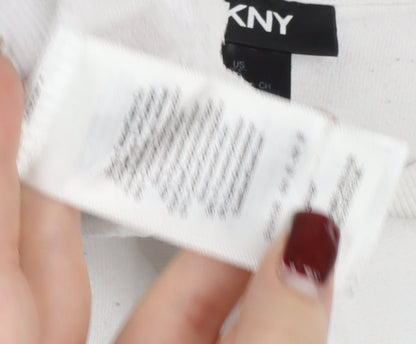 DKNY Womens White Small Logo Pullover Cotton Sweatshirt Jumper