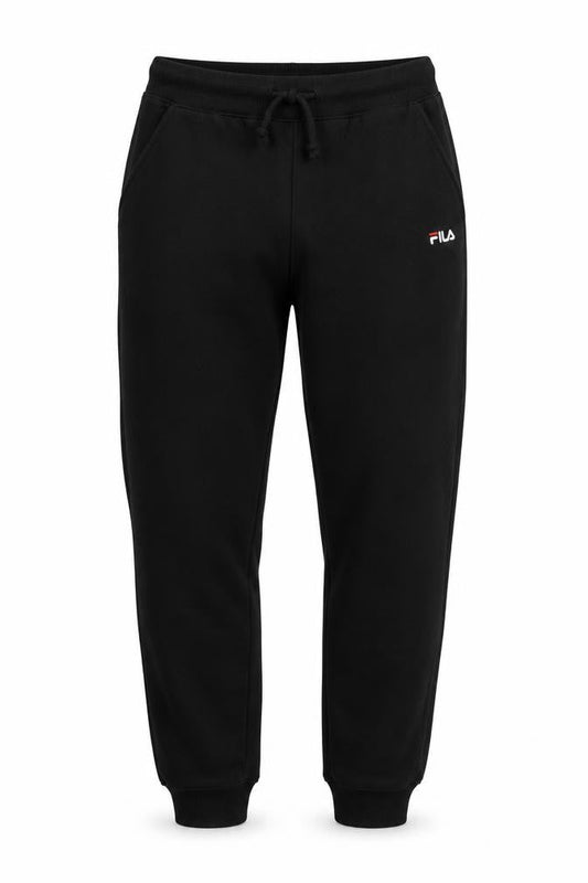 Front view of Fila Men’s Black Jogger Trousers, size S, Regular Fit Sportswear