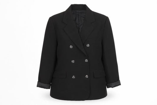 Boohoo Women’s Black Size 10 Double-Breasted Blazer Jacket
