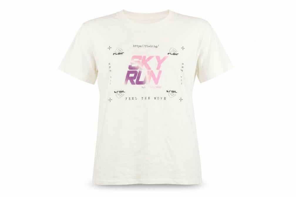 Flair Womens White M T-Shirt Graphic Print Sports Casual