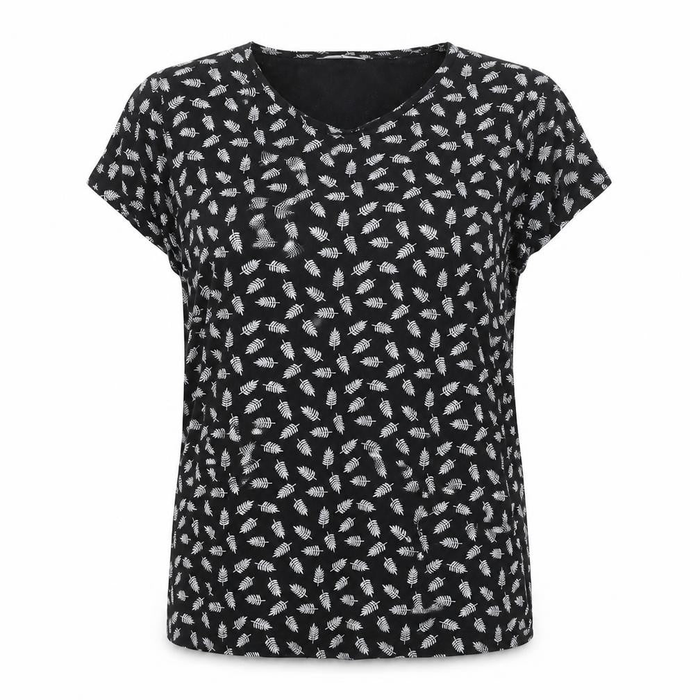 Hailys Womens Black Floral Viscose Stretch T-Shirt M