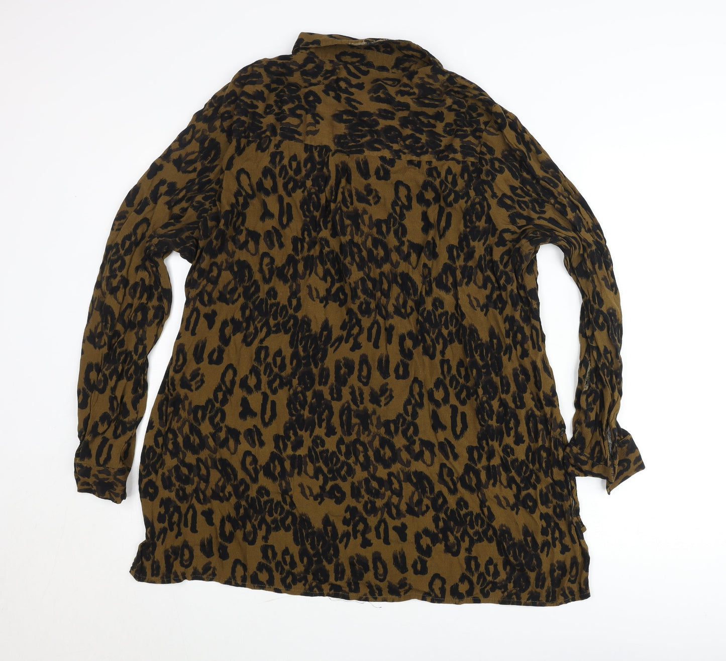 New Look Curves Women Brown Animal Print Tunic Shirt Size 26