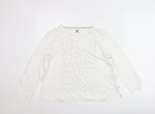 Night Owl Women White Polka Dot Blouse M Long Sleeve Cotton