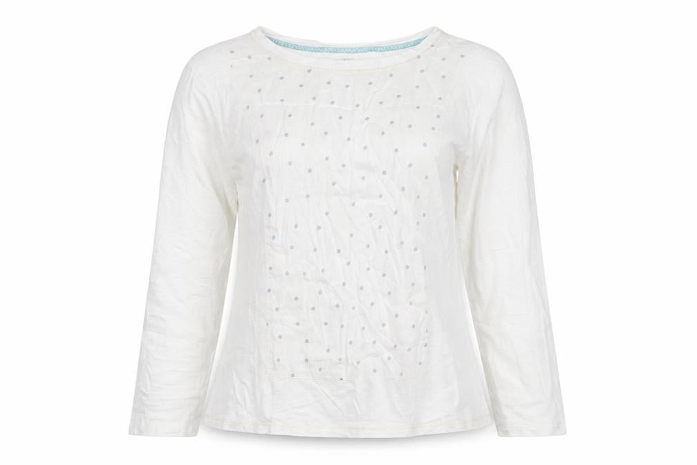 Night Owl Women White Polka Dot Blouse M Long Sleeve Cotton