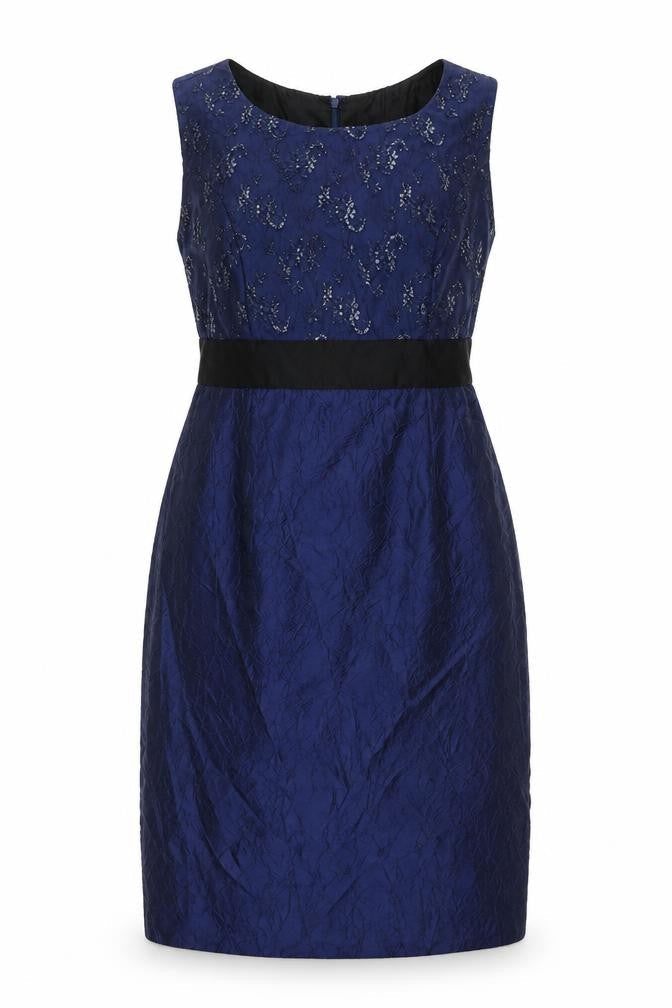 Gina Bacconi Women's Blue Sequin Floral Sheath Dress Size 10