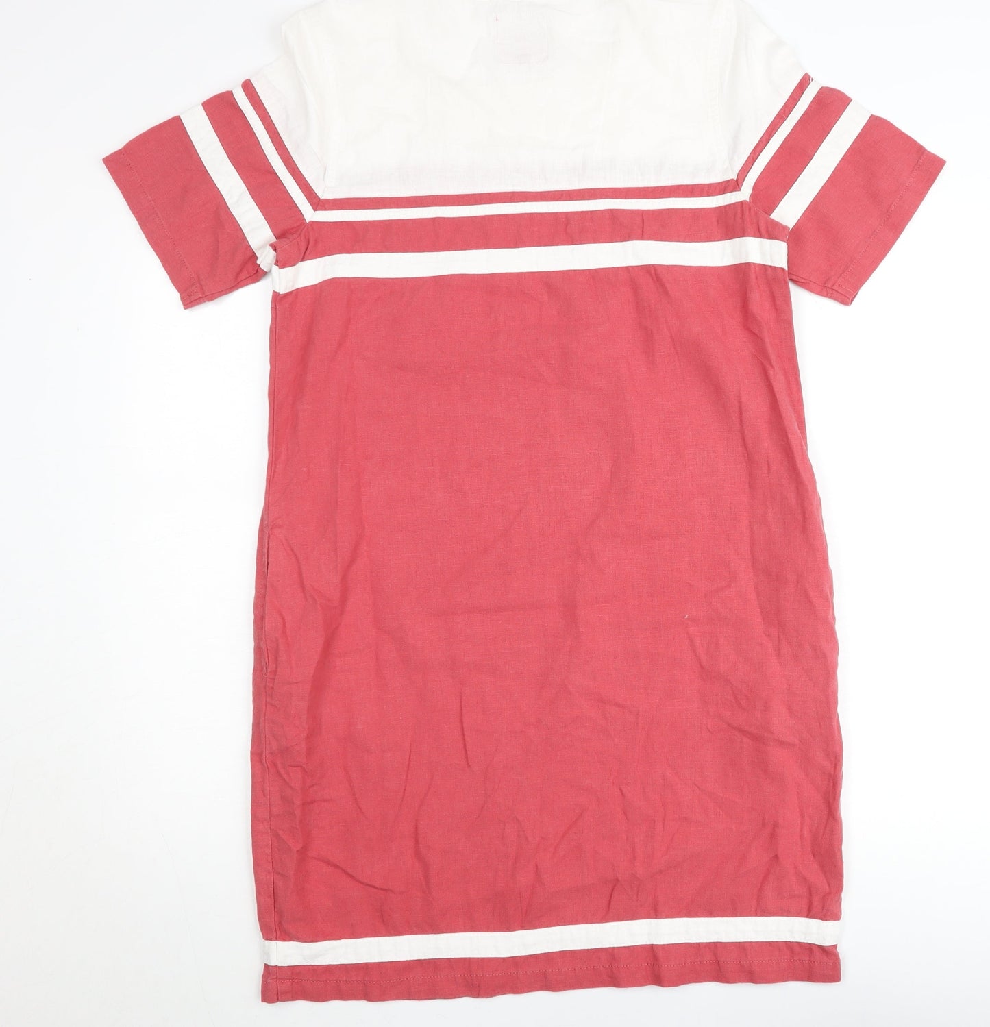 Next Women’s Red White Shift Dress Size 12 Linen Cotton Casual
