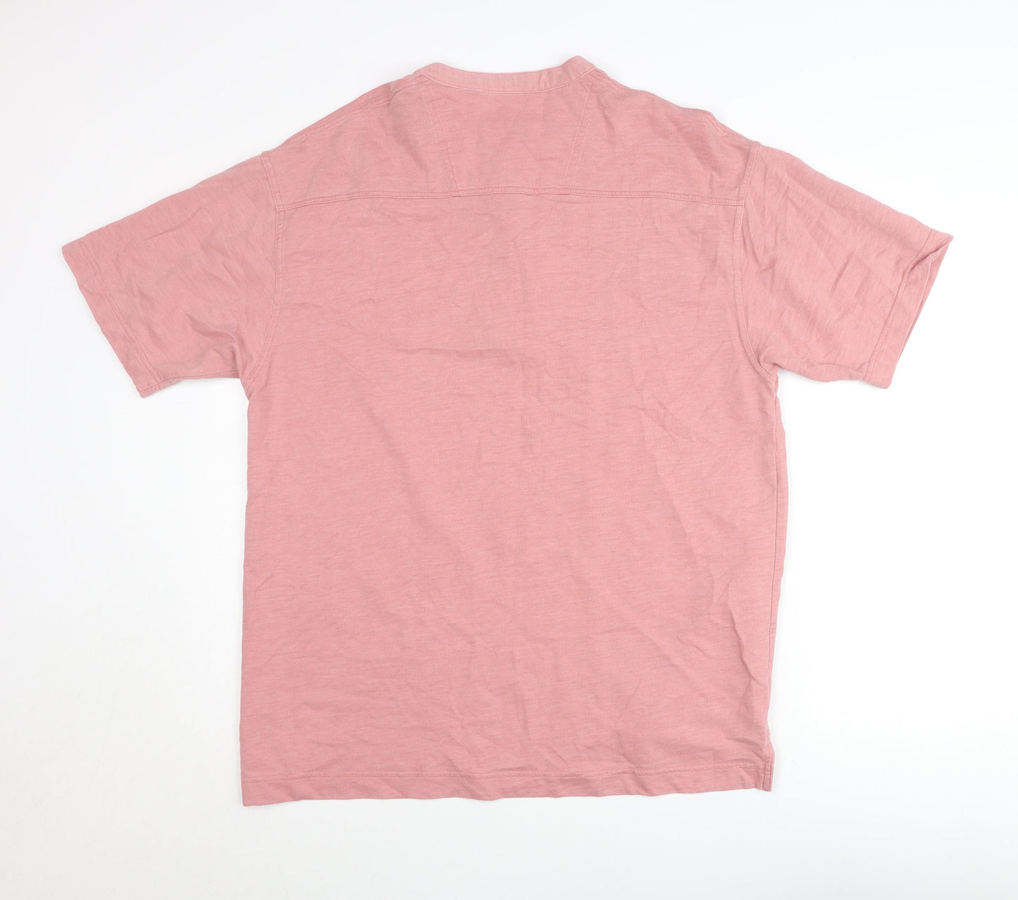 Marks & Spencer Blue Harbour Pink Henley Shirt Tee M Unisex Cotton