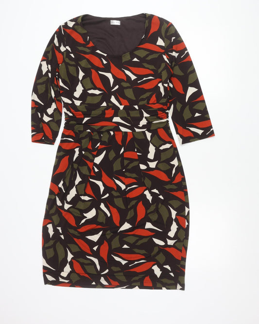 Minuet Petite Women’s Size 10 Black Red Green Ivory Sheath Dress