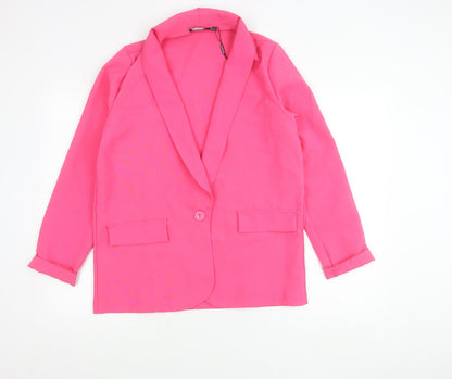 PRETTYLITTLETHING Womens Pink UK 6 Shawl Collar Blazer Jacket