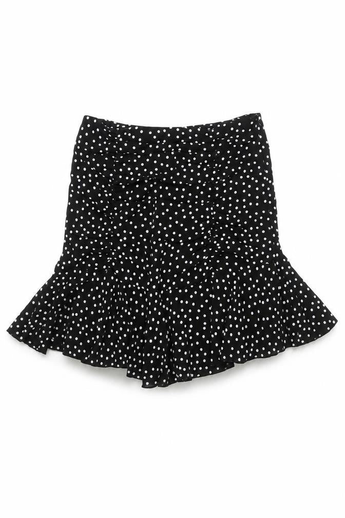 Quiz Womens Black Polka Dot Asymmetric Ruffle Skirt Size 6