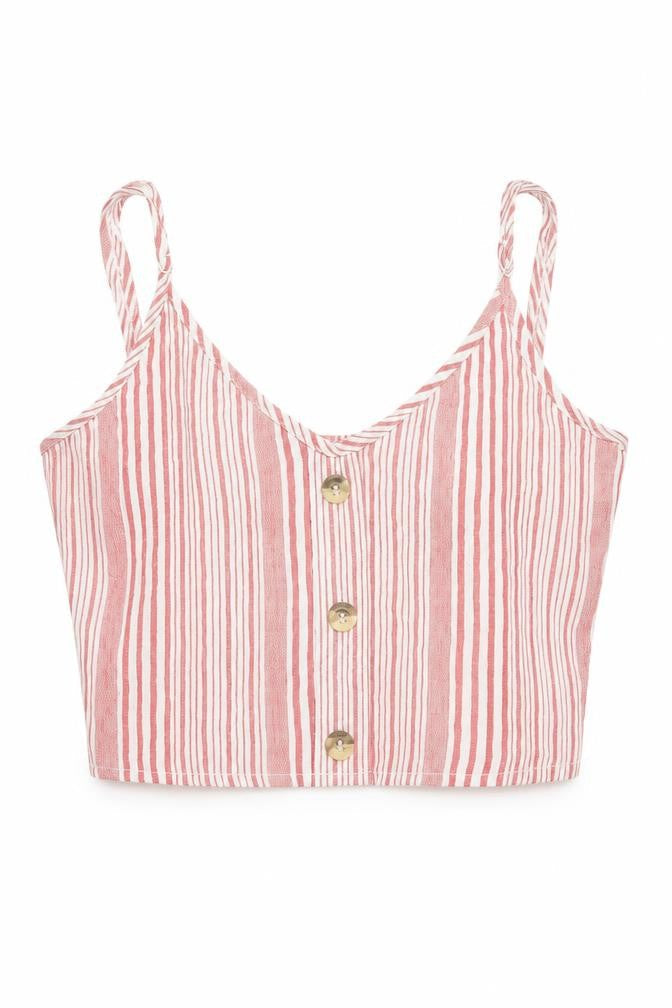 H&M Divided Womens Red Striped Cropped Viscose Tank Top Size 6