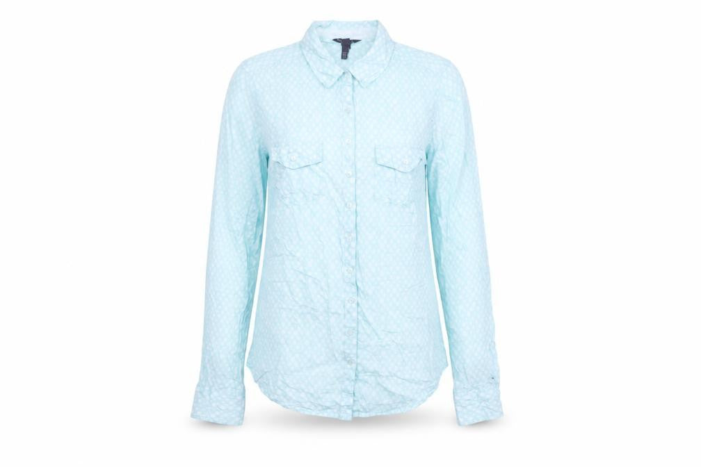 Long Tall Sally Women’s Blue Polka Dot Button-Up Shirt UK 10 Tall