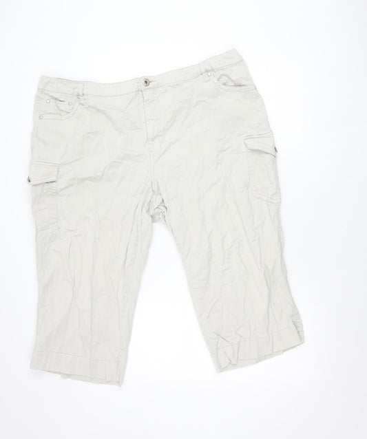 Faded Glory Unisex Beige Cargo Shorts 26W Relaxed Cotton Stretch