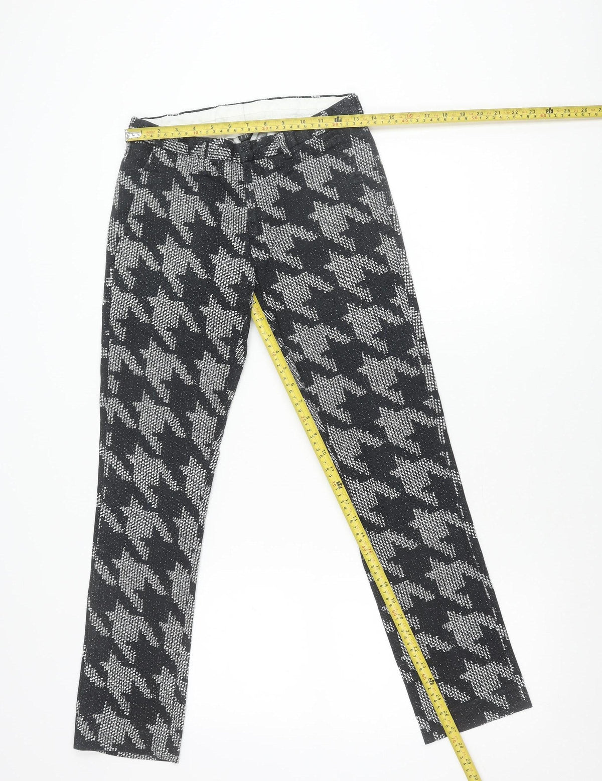 Topman Women Black Check Slim Fit Stretch Trousers Size 10