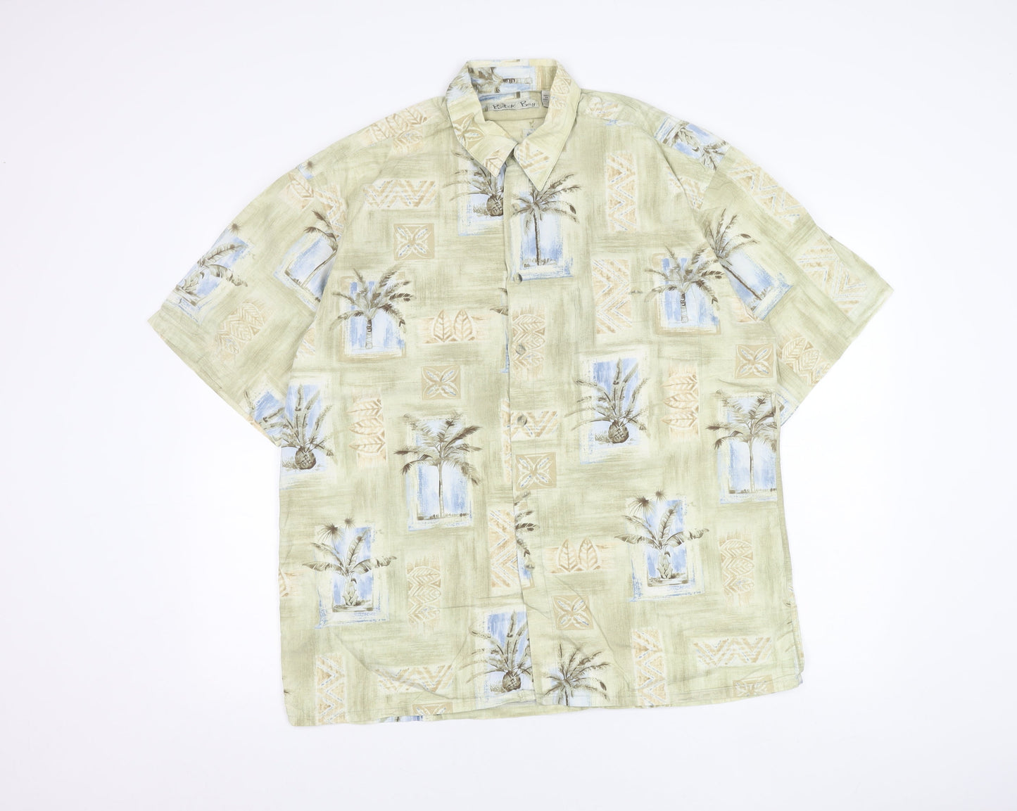 Batik Bay Men's Beige Hawaiian Cotton Shirt L Short Sleeve