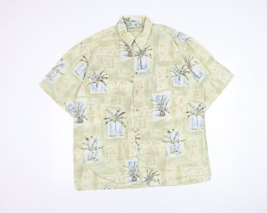 Batik Bay Men's Beige Hawaiian Cotton Shirt L Short Sleeve