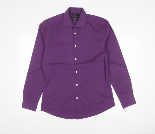 Moss London Men’s Purple Extra Slim Fit Long Sleeve Shirt 15.5