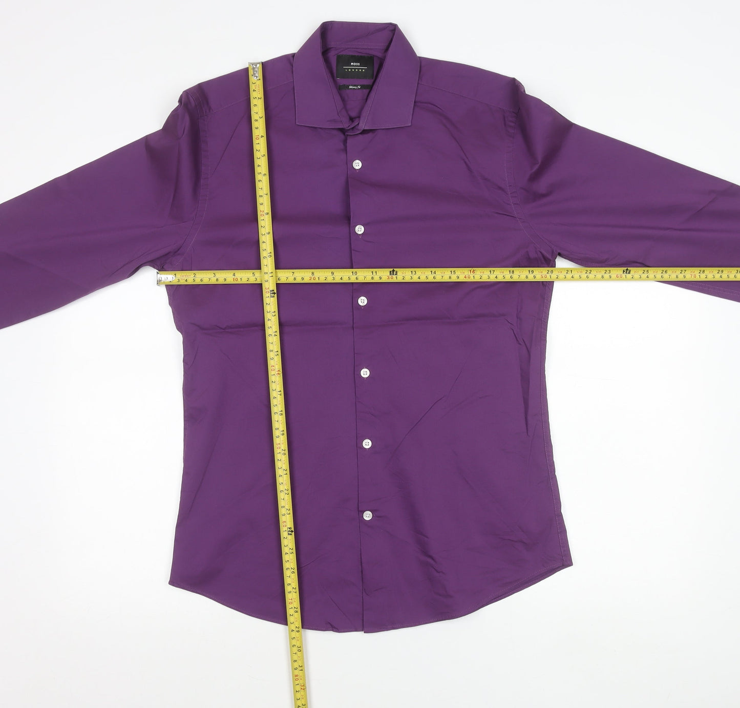 Moss London Men’s Purple Extra Slim Fit Long Sleeve Shirt 15.5