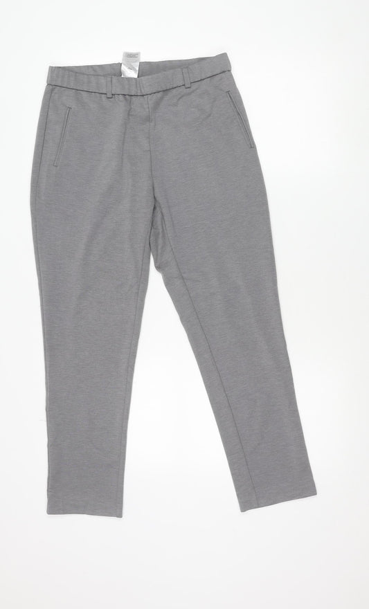 Damart Men Grey L Regular Fit Chino Trousers Elastic Waist
