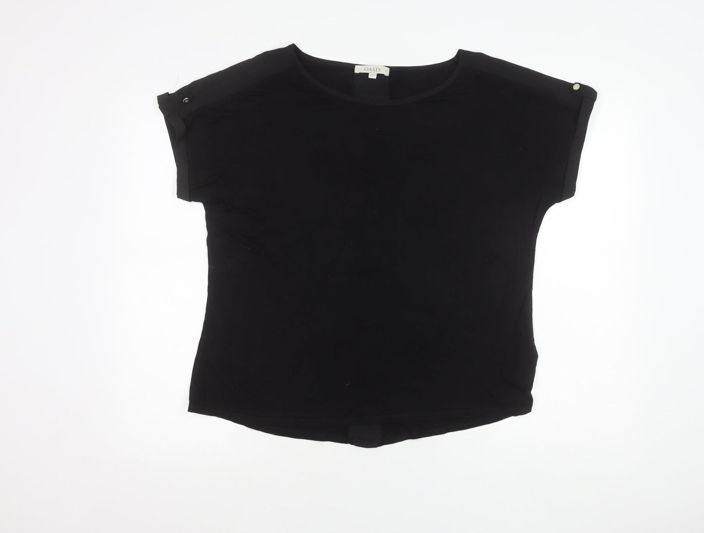 Oasis Women’s Black Boat Neck Jersey T-Shirt Size L