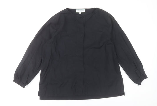 Carolyn Donnelly Womens Black Blouse UK 12 Long Sleeve Cotton