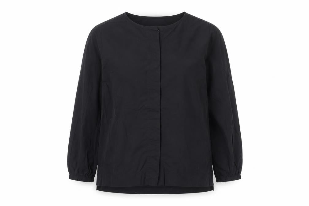 Carolyn Donnelly Womens Black Blouse UK 12 Long Sleeve Cotton