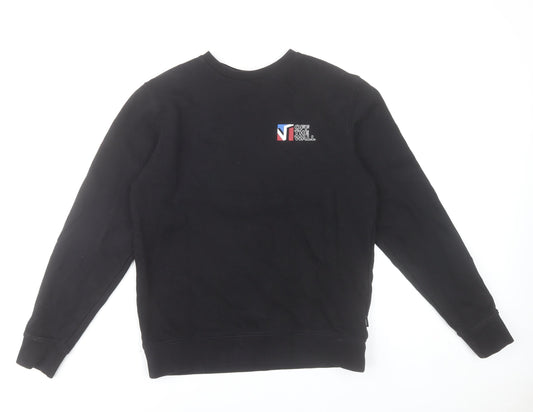 Vans Women's Black Small Sweatshirt Crew Neck Cotton Logo Print