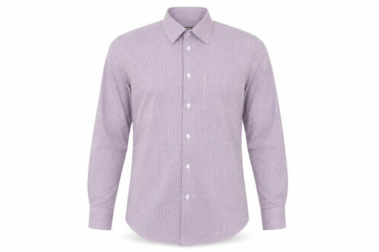 Dunnes Men’s Purple Check Long Sleeve Dress Shirt 15in Collar