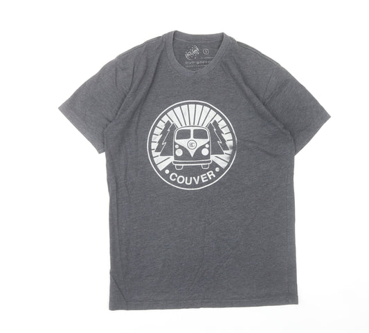 Ole Originals Men's Grey Small Graphic Print Retro T-Shirt