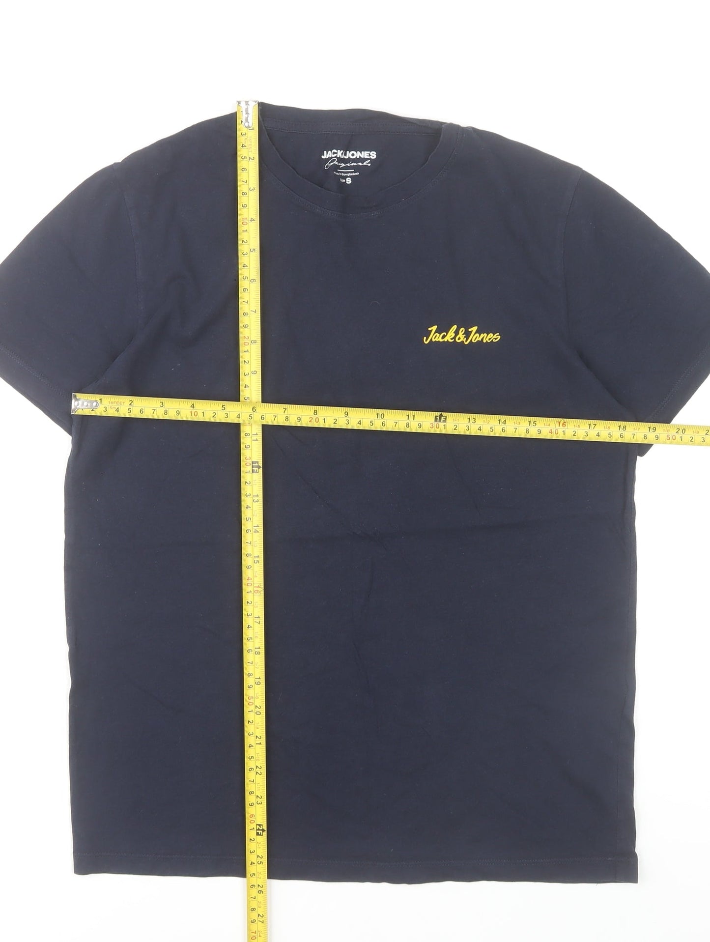 Jack & Jones Men's Blue Small Crew Neck Cotton T-Shirt
