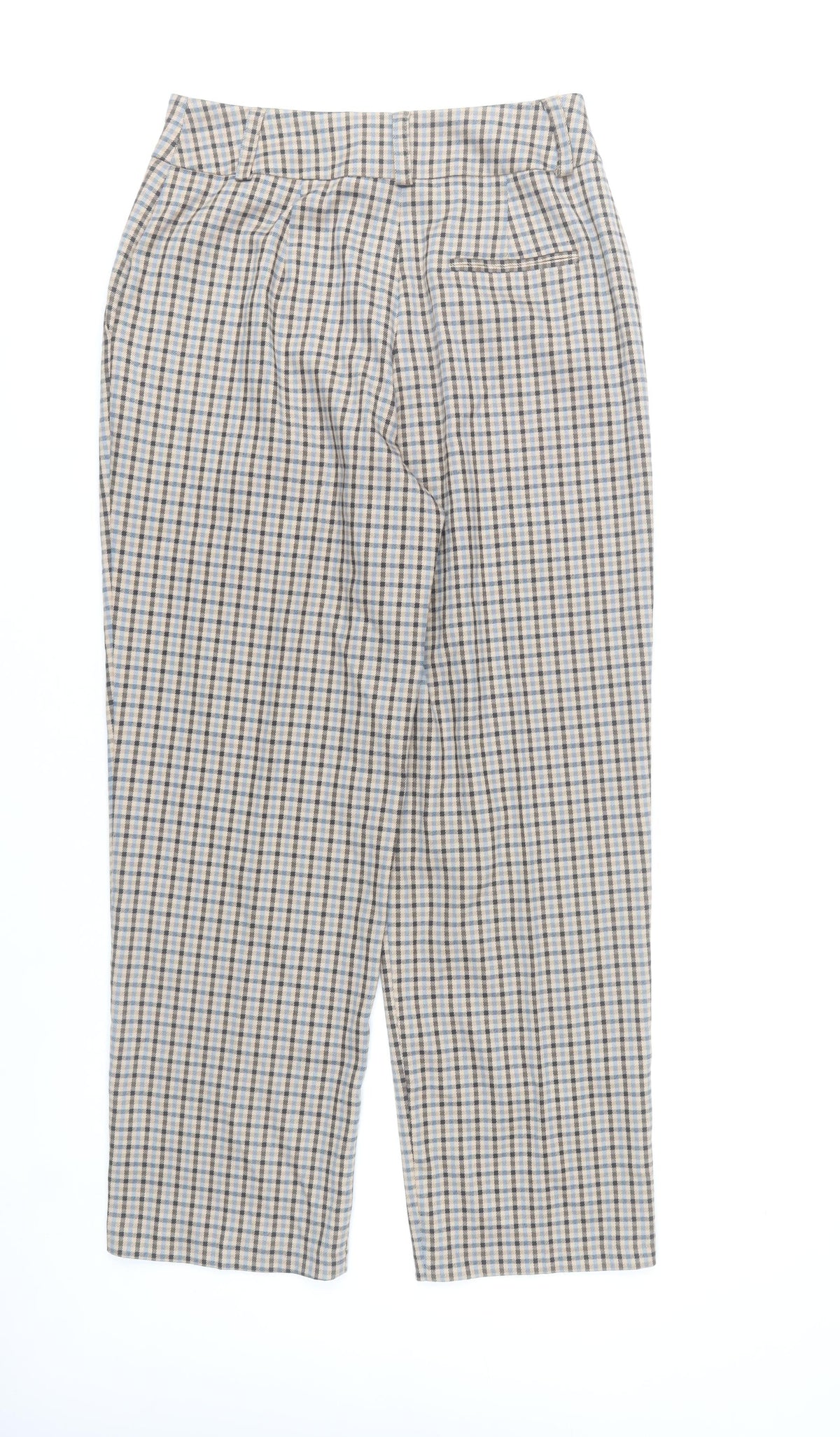 Primark Women’s Beige Check Pleated Chino Trousers Size 10