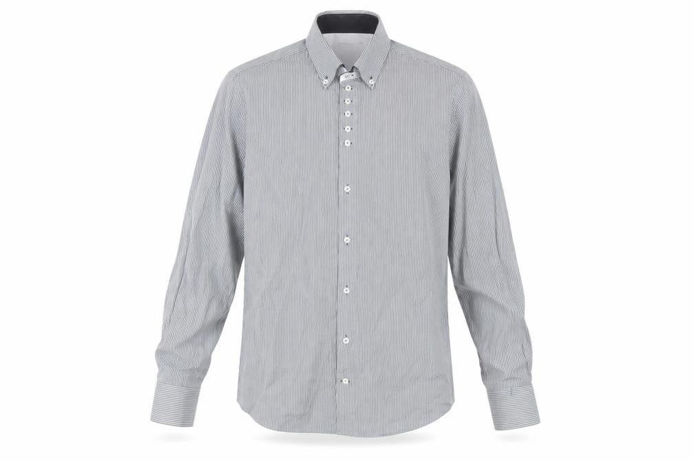 7 Camicie Men’s Grey Striped Button-Down Dress Shirt L