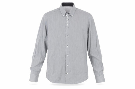 7 Camicie Men’s Grey Striped Button-Down Dress Shirt L