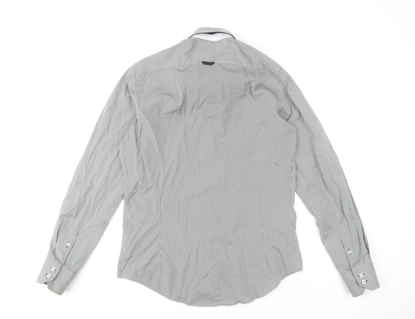 7 Camicie Men’s Grey Striped Button-Down Dress Shirt L