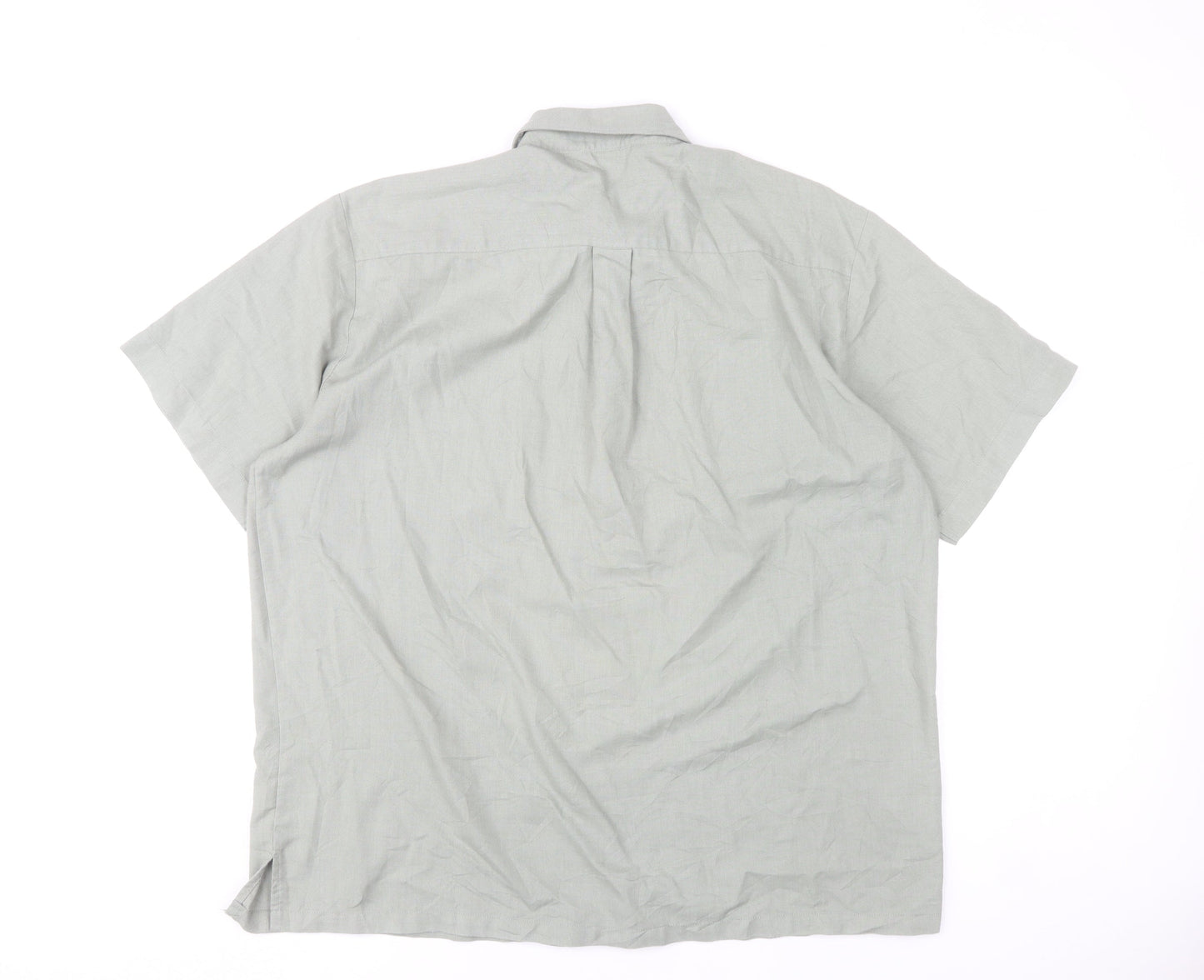 Peter England Mens Grey L Regular Fit Short Sleeve Button-Up Shirt