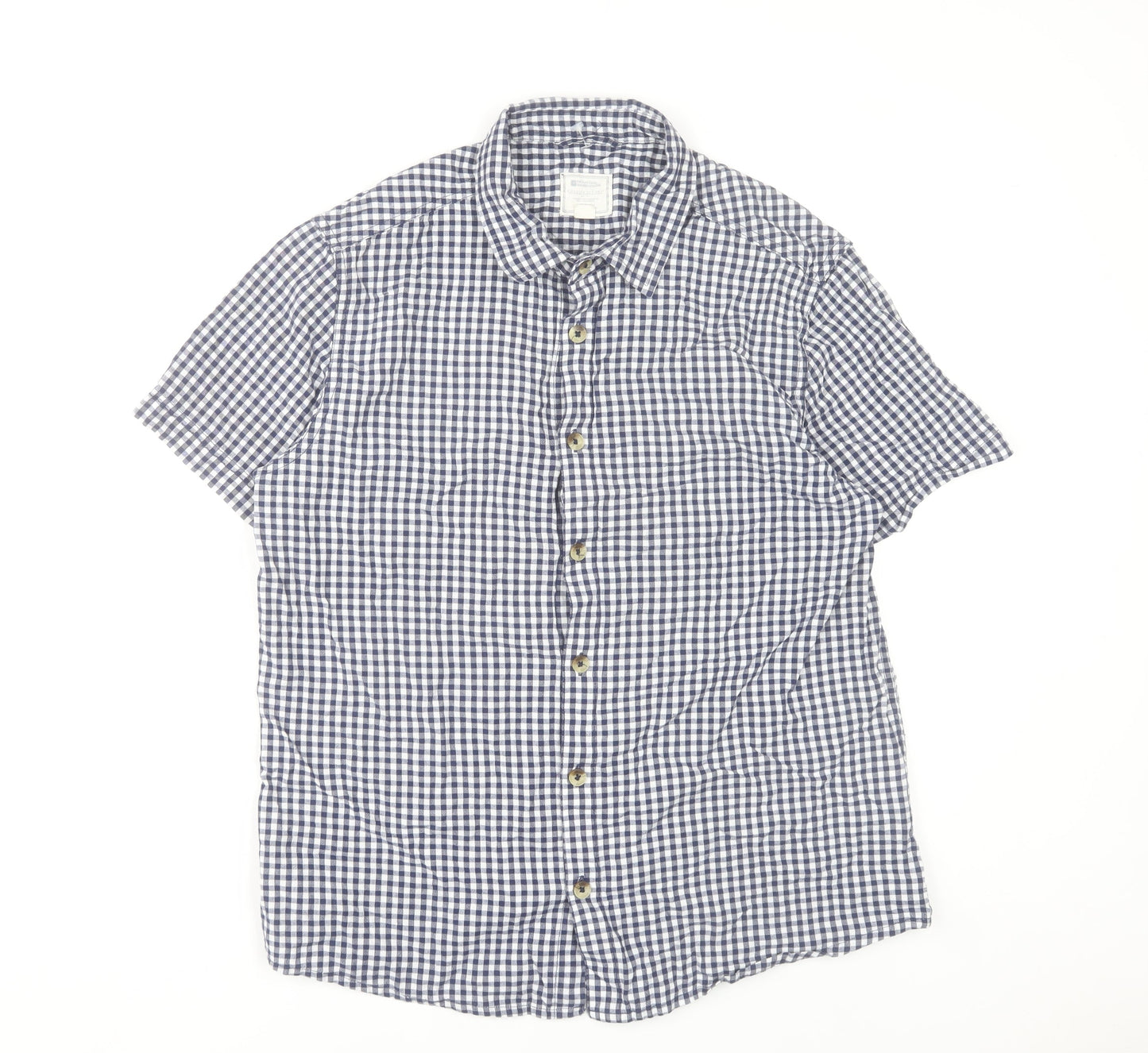 Mountain Warehouse Men's Blue Check Cotton Short Sleeve Shirt L