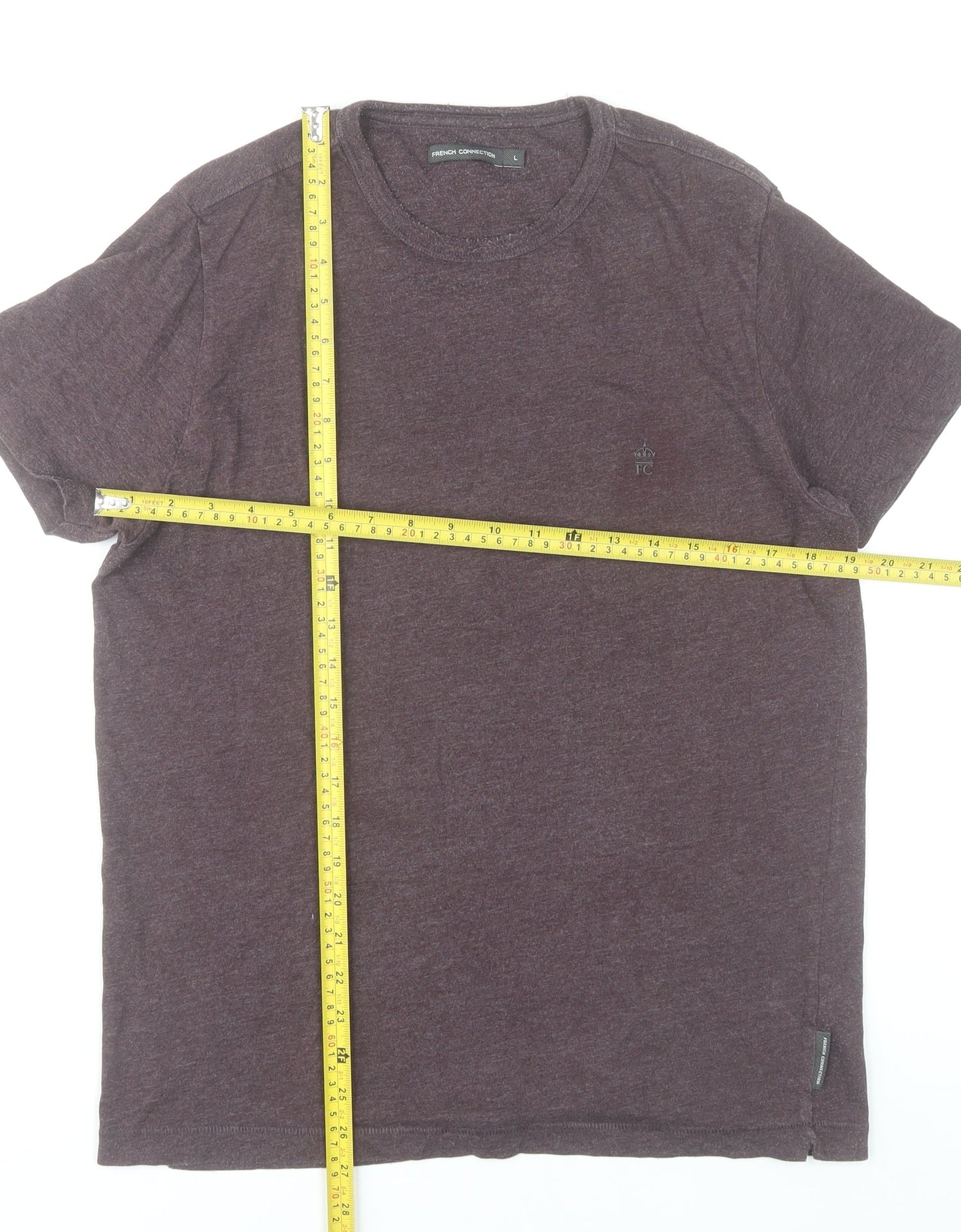 French Connection Men's Purple Crew Neck Short Sleeve T-Shirt Size L
