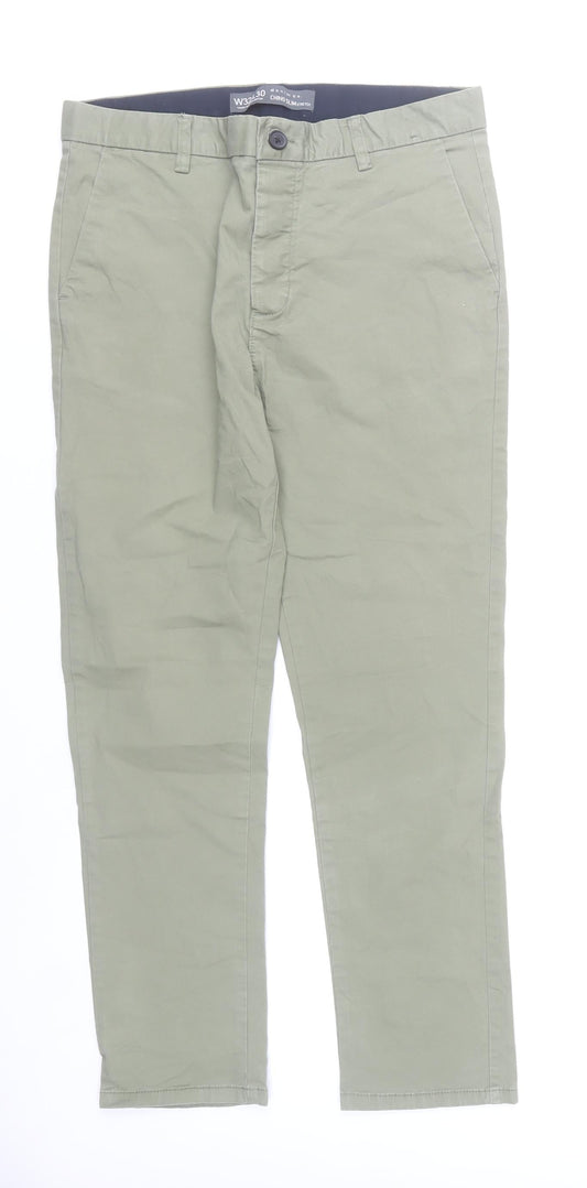 Denim Co. Men's Green Slim Fit Chino Trousers W32 L30