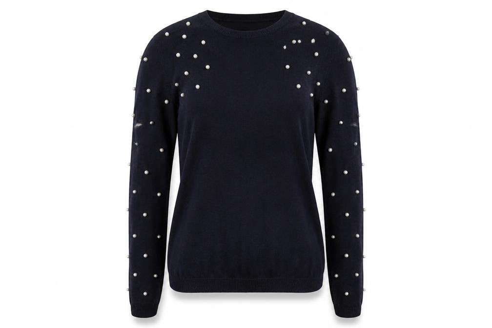Zara Women Black Beaded Pullover Jumper Size 12 Knitwear