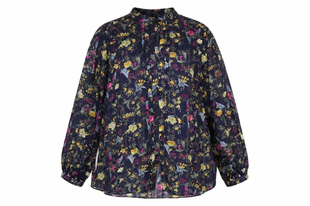 Wallis Womens Multicoloured Floral Sheer Blouse UK 16 Long Sleeve