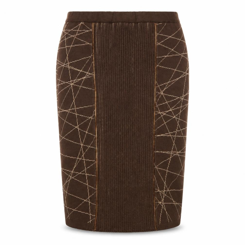 Escolá Womens Brown Geometric Knit Pencil Skirt Size 14
