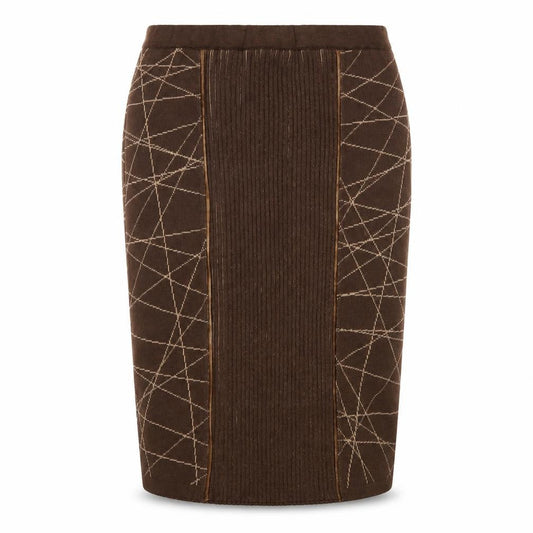 Escolá Womens Brown Geometric Knit Pencil Skirt Size 14