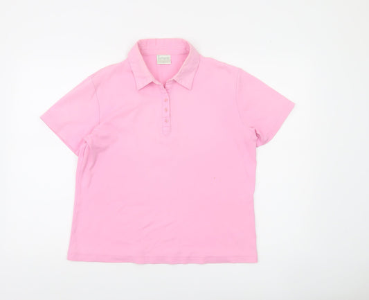 Jumper Womens Pink Cotton Polo Shirt L Collared Short Sleeve Casual