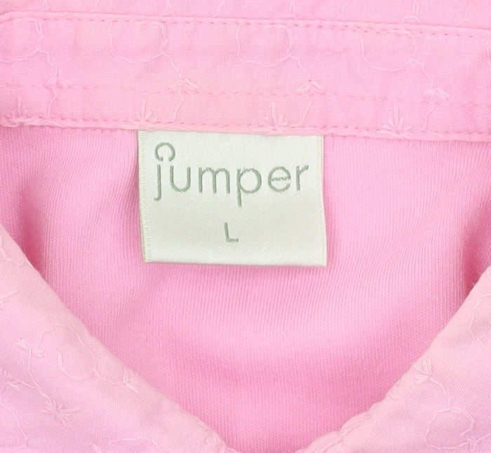 Jumper Womens Pink Cotton Polo Shirt L Collared Short Sleeve Casual