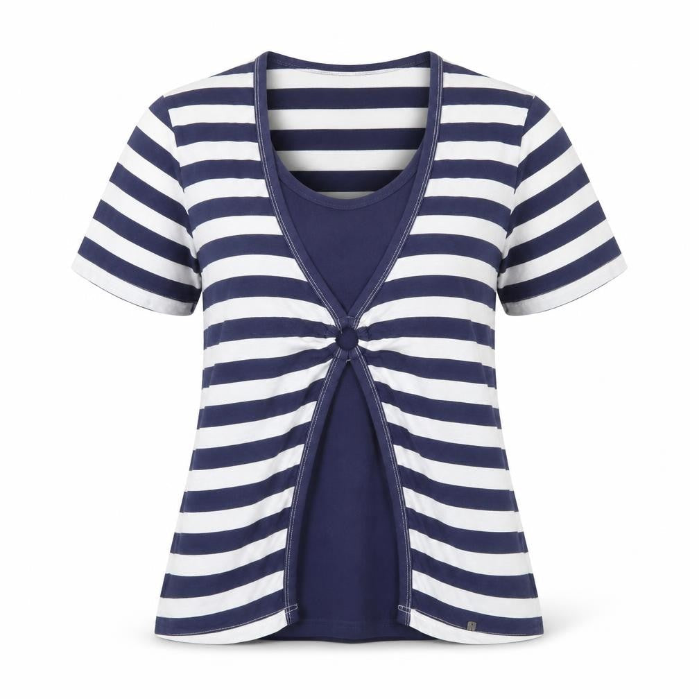 Paco Marine Womens Blue Striped Nautical Cotton T-Shirt L